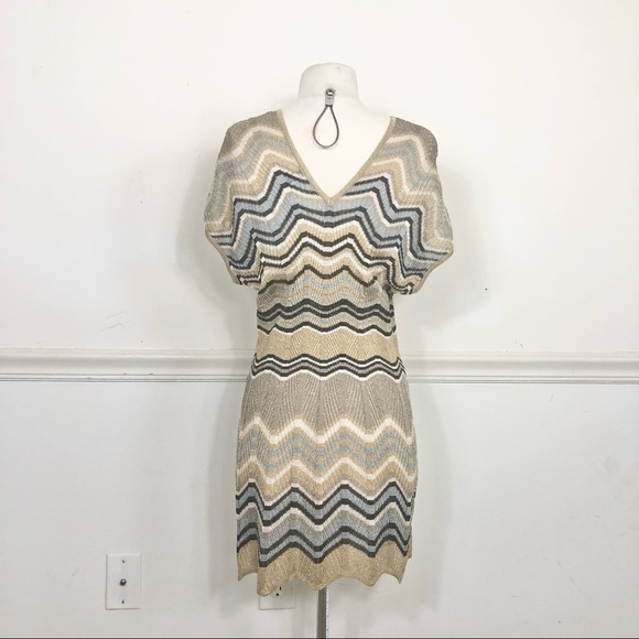 Missoni ITALY Gold striped tunic top Deep V neck - Picture 6 of 8